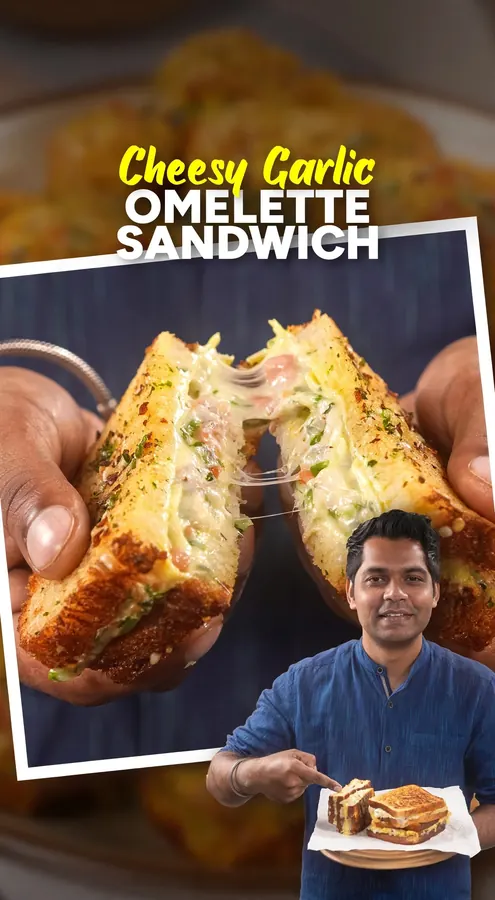 Cheesy Garlic Omelette Sandwich